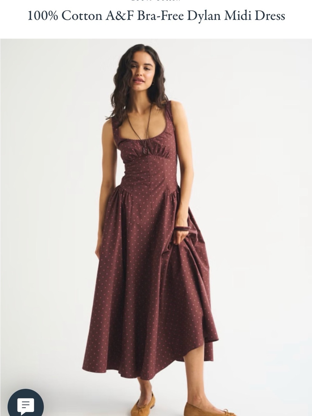 Abercrombie & Fitch Burgundy Polka Dot Midi Dress - Picture 1 of 5
